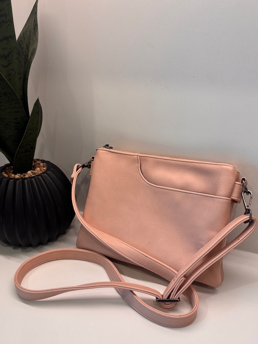 Everyday Blush Pink Crossbody Bag with Detachable Strap